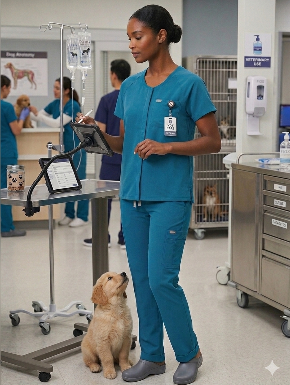 FIGS Rare Pacific Blue Scrub Set | Tela Classic Top L & Kade Cargo Pants M